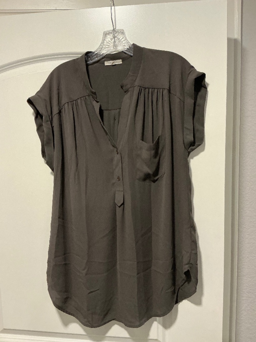 Pleione Army Green Short Sleeve Tunic